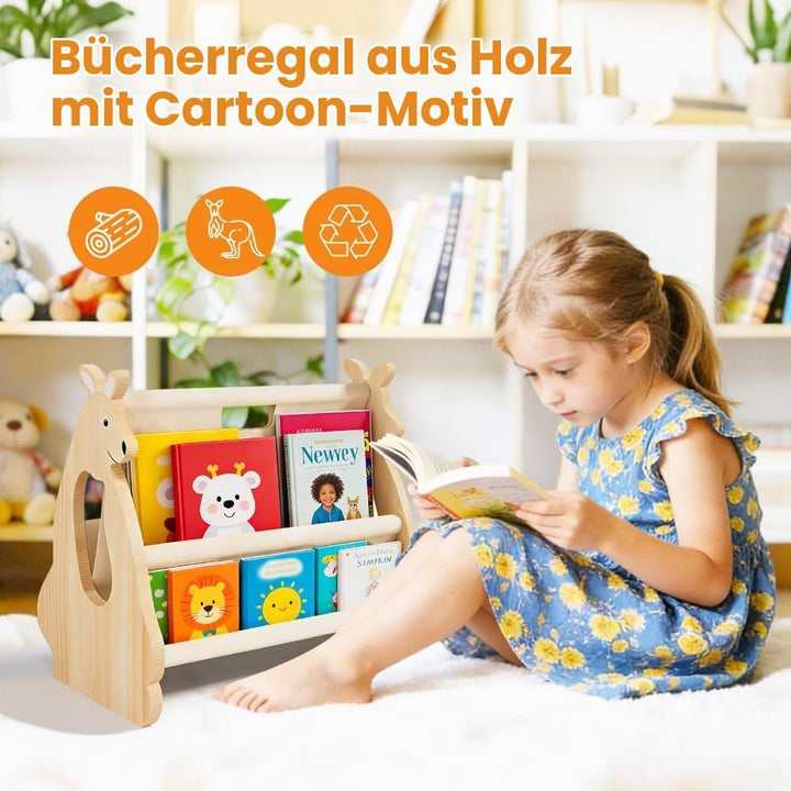 Kinder Bücherregal aus Holz, Bücherregal Kinder, Buch-Organizer für Kinderzimmer, Montessori Stil, T