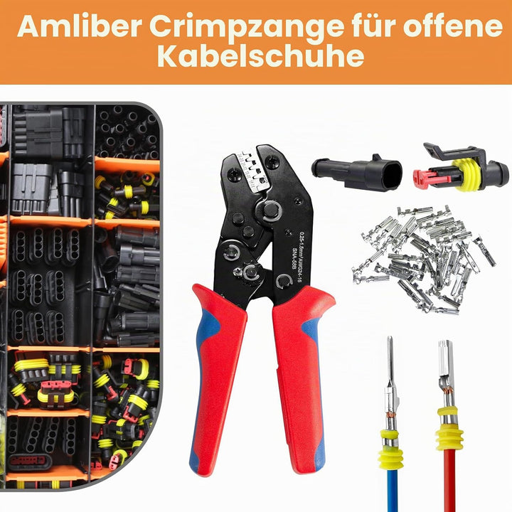 Draht Crimpzange mit Ratsche, Amliber Ratsche Wire Crimper Tool für offene Zylinderklemmenverbinder,