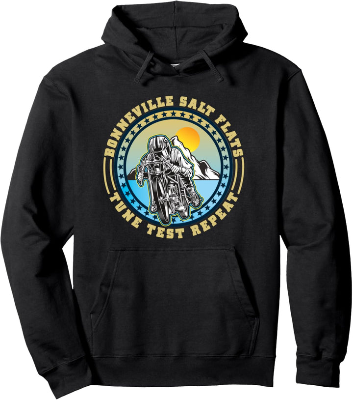 Bonneville Salt Flats Vintage Retro Motorradfahrer Pullover Hoodie