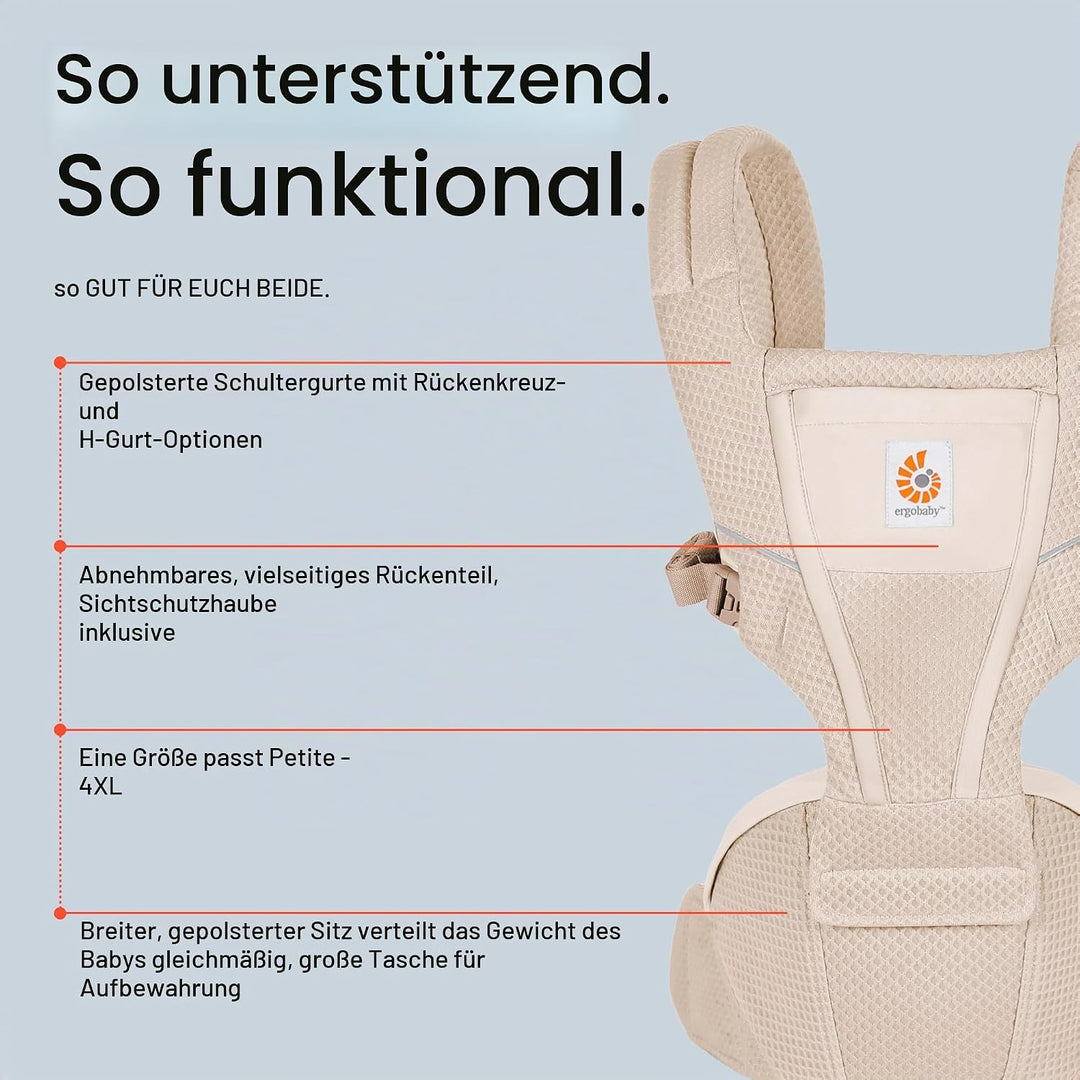 Ergobaby Alta Hip Seat Babytrage mit Babyhüftsitz für Babys und Kleinkinder ab 4 Monaten (5,5 kg - 2