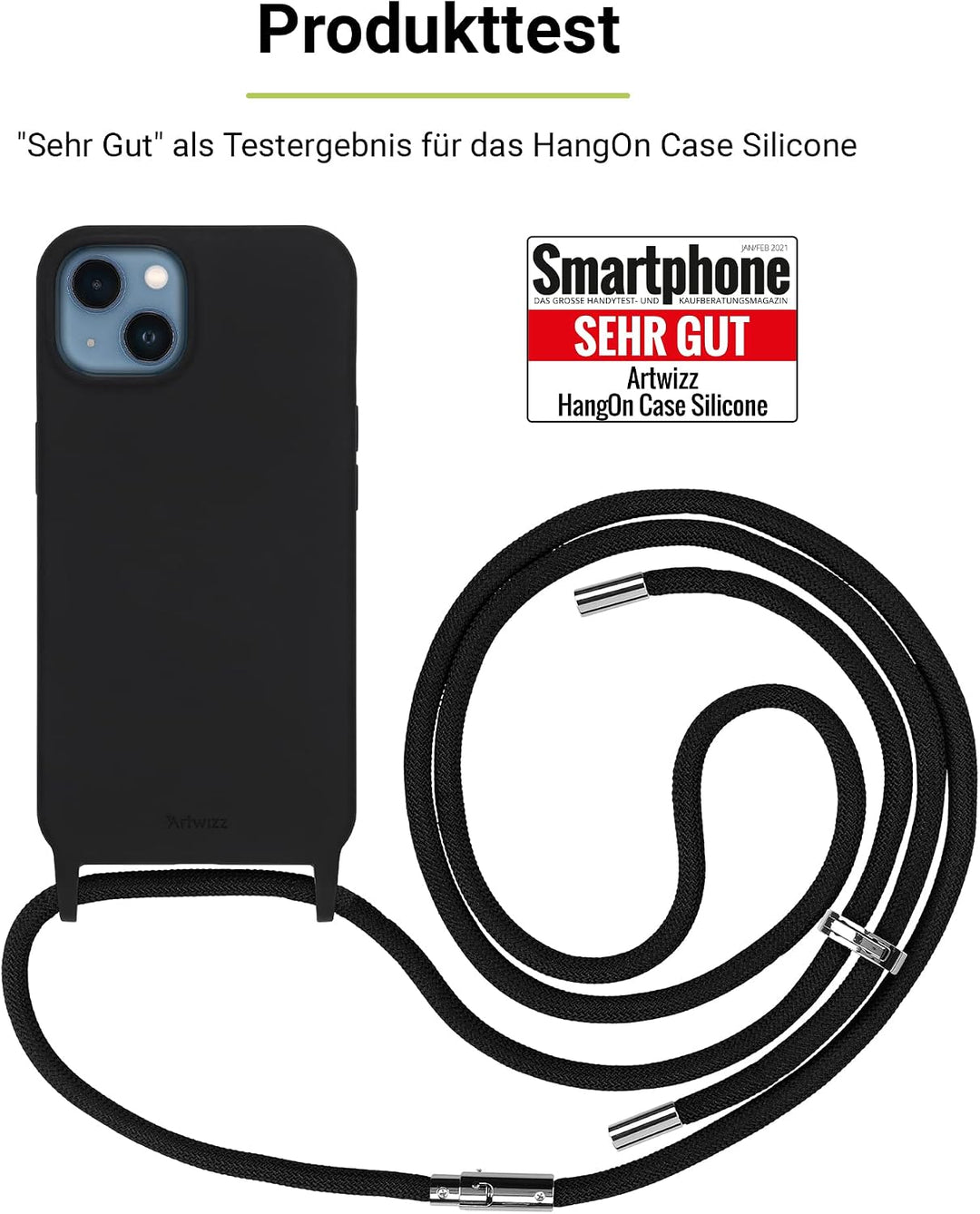 Artwizz HangOn Case kompatibel mit iPhone 14 Pro - Elastische Schutzhülle aus Silikon als Handykette