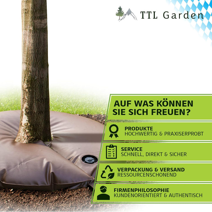 TTL GARDEN Bewässerungsring 75L - Baumring Baumbeutel 75 Liter zur Tröpfchenbewässerung für Sträuche