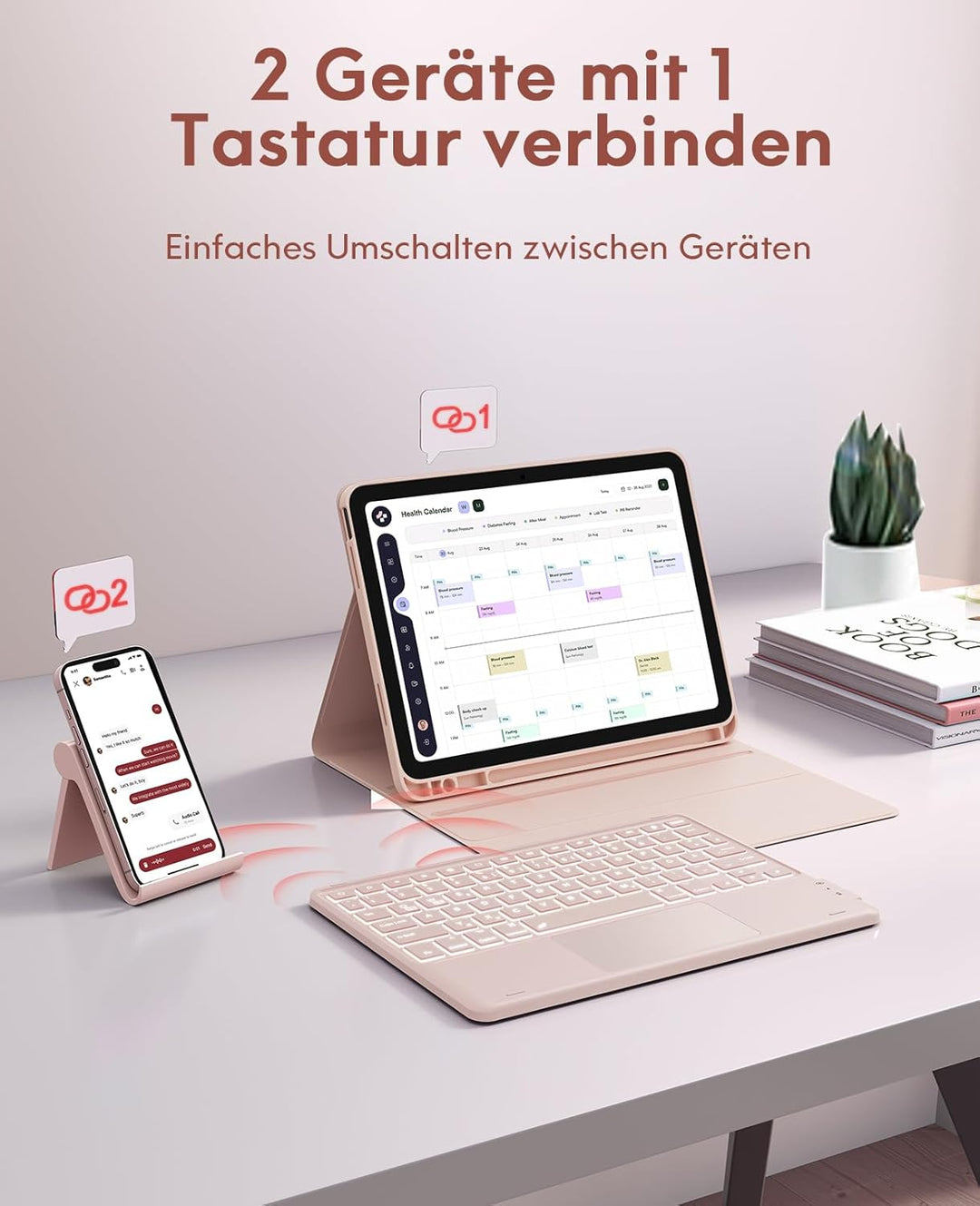 CHESONA Hülle mit Tastatur für iPad 10 Generation/11 Generation A16 2025, 7 Farben Beleuchtung, Mult