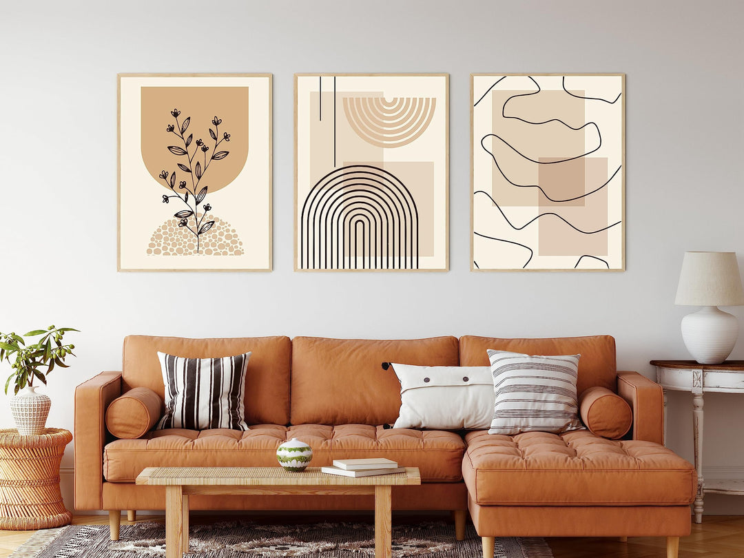JNAOZI Abstrakte Linie Geometrie Bilder,Abstrakte Botanische Kunst Poster,Interior Home Decor Wall A