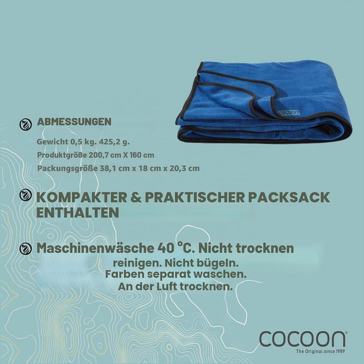 cocoon Herren Premium-Fleece Blanket Reisedecke, Blue Pacific, Regular, Blue Pacific