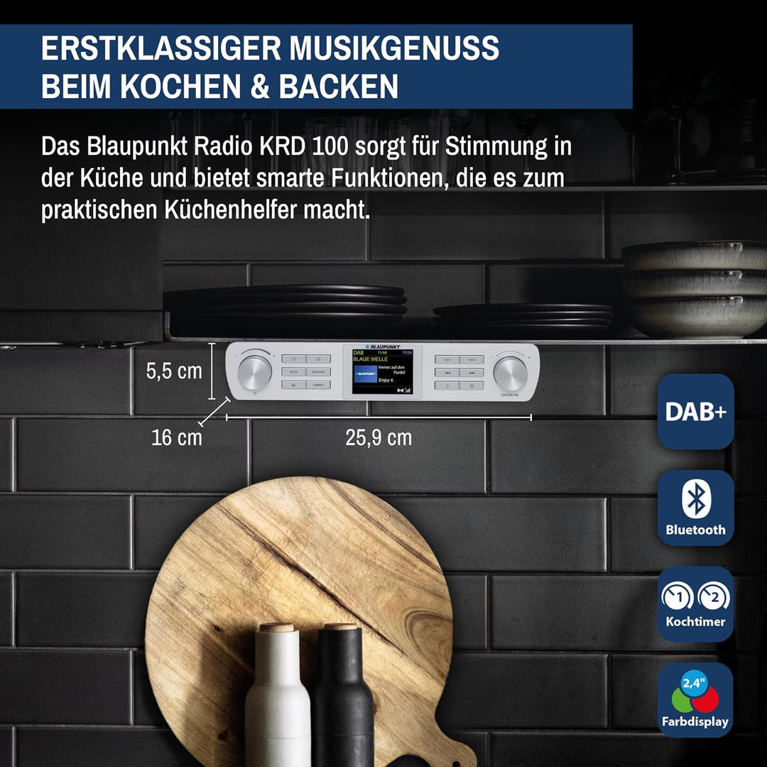 Blaupunkt KRD 100 Küchenradio mit DAB+, Senderspeicher &amp; UKW PLL, Unterbau Radio inkl. Montagemateri