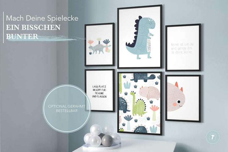 Papierschmiede® Bilder Kinderzimmer Kids Mood Poster Set Dino, Kinderzimmer Bilder Babyzimmer Deko,