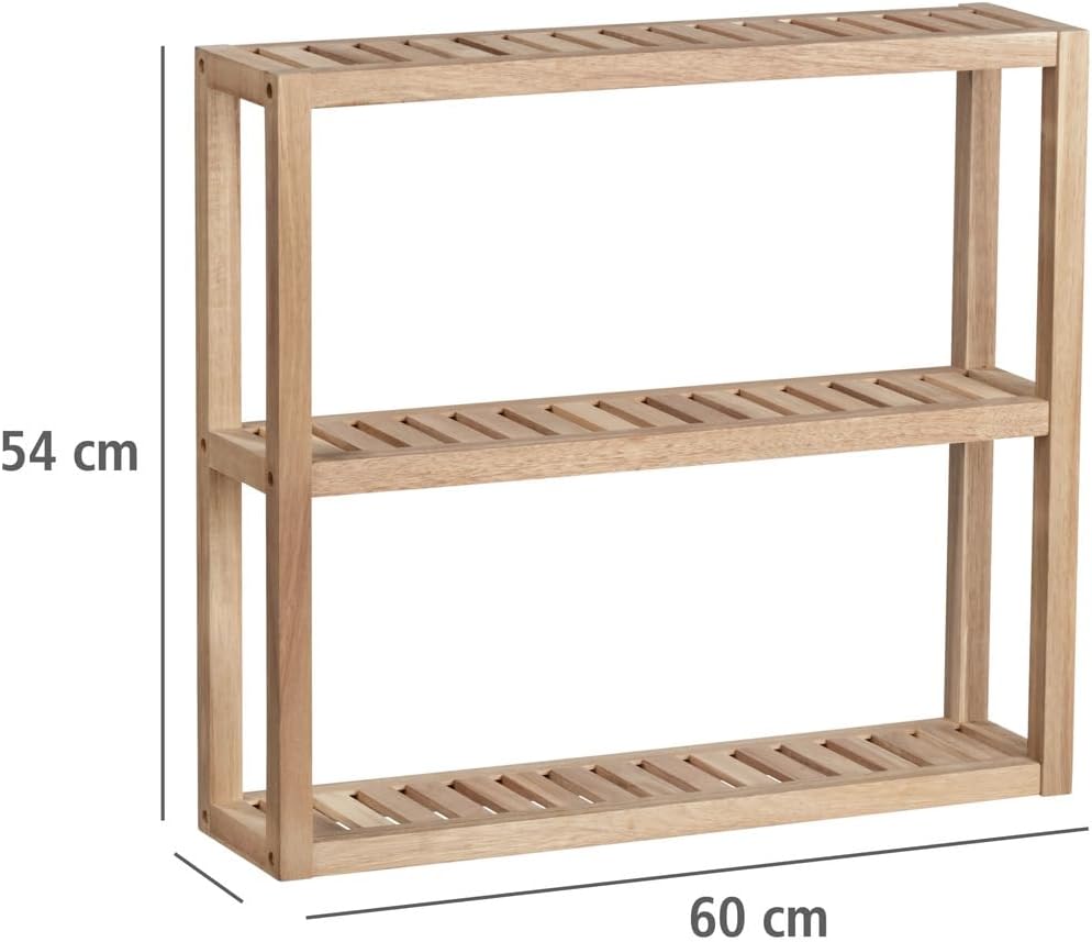 WENKO Wandregal aus Massiv Holz Akazie, Badezimmerregal, Küchenregal, Schuhregal, Standregal, Modern
