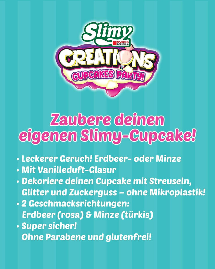 Slimy Creations Cupcakes Party - Original Slime Kreativ-Set mit Knetformen, verschiedenen Spielmasse