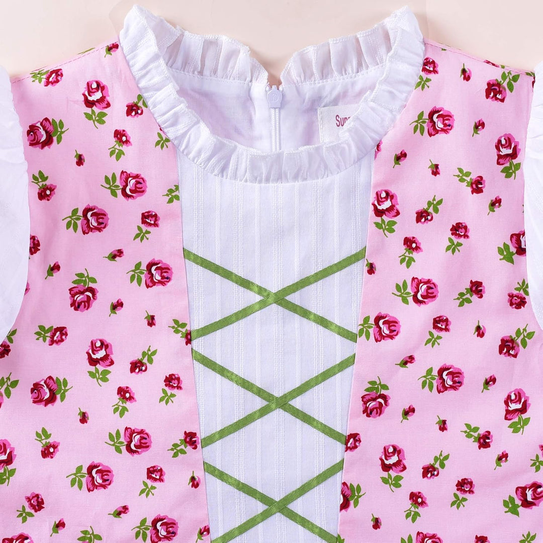 Sunny Fashion Mädchen Deutsche Dirndl Kleid Kostüme Zum Bayerisches Oktoberfest Jahrgang Rosa Gr. 11