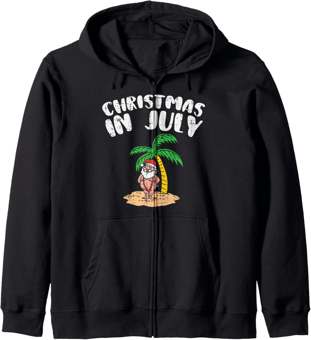 Christmas In July Santa Palm Tree Beach Summer Tropical Xmas Kapuzenjacke