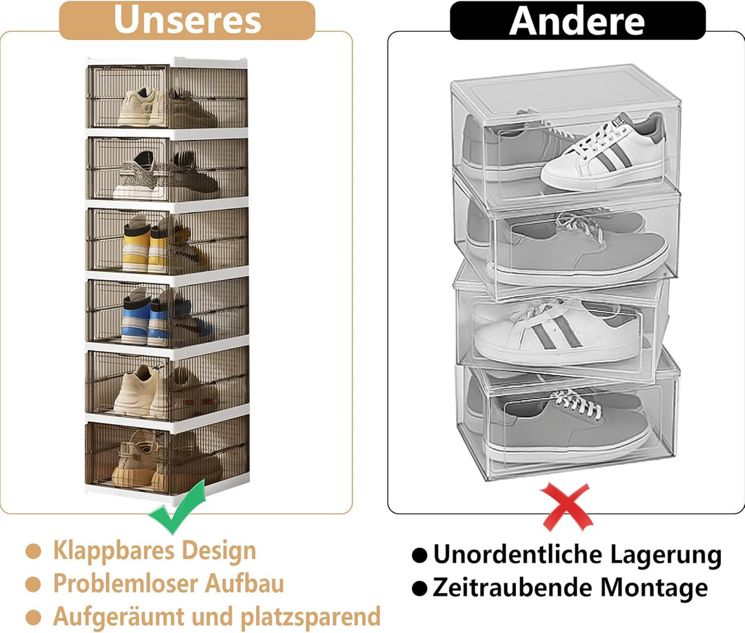 Schuhboxen Stapelbar Installationsfrei - Schuhbox aus Kunststoff mit transparenter Türen Schuhaufbew