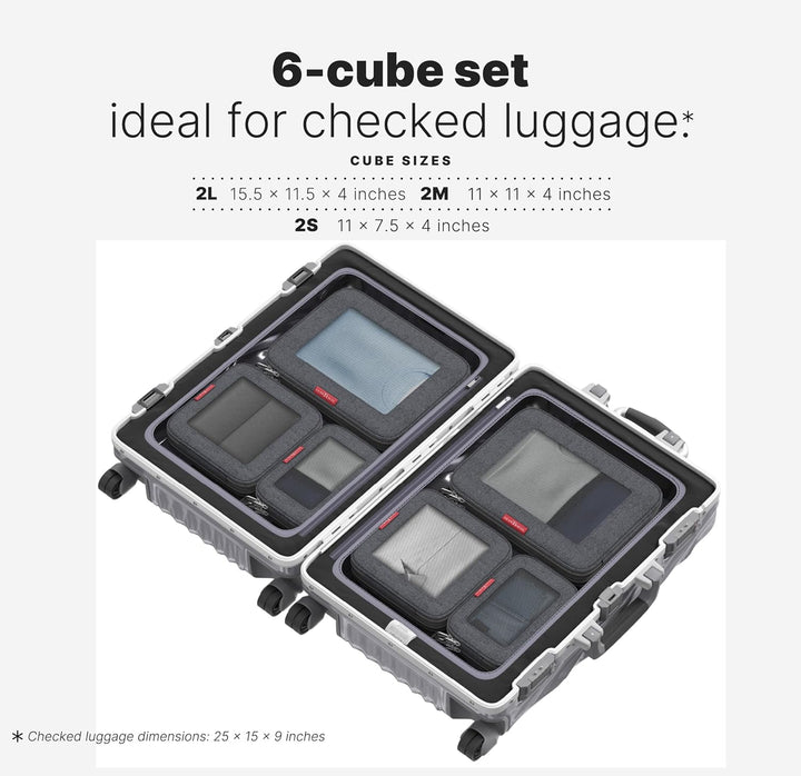 LeanTravel Kompressionswürfel Gepäckorganizer für Reisen mit Doppelreissverschluss (3) Set LeanTrave