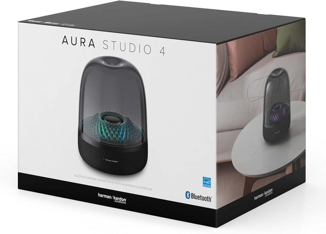 Harman Kardon Aura Bluetooth Box in Schwarz – Tragbarer Bluetooth Lautsprecher mit 360-Grad-Klang