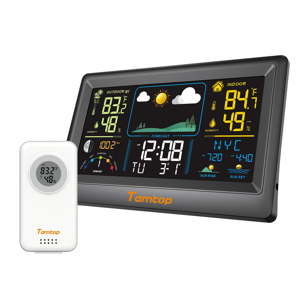 Temtop Digitales Wetterstation mit Aussensensor, Wettervorhersage, Temperatur und Luftfeuchtigkeit I