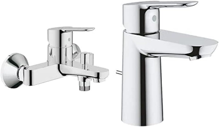 GROHE BauEdge Bundle | Wannenbatterie & BauEdge Waschtischarmatur | S-Size, mit Zugstange Wannenbatt