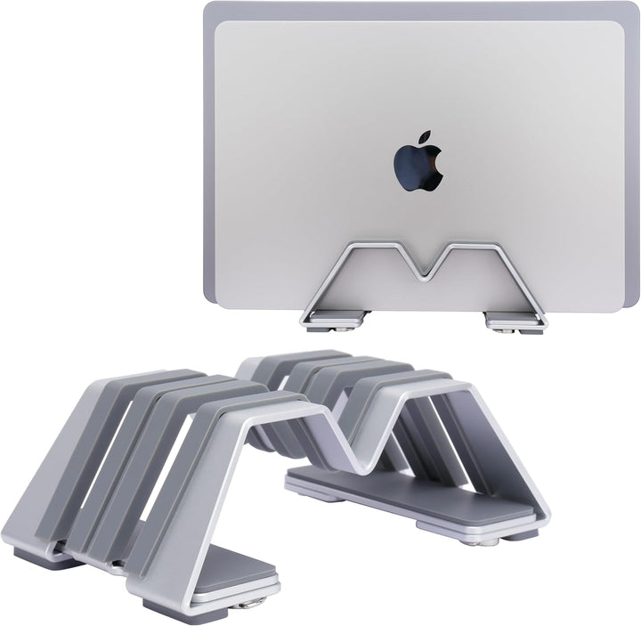 Verstellbarer Dual Vertikaler Laptopständer - Unterstützt 2 Geräte Aluminium, Universelle Passform f