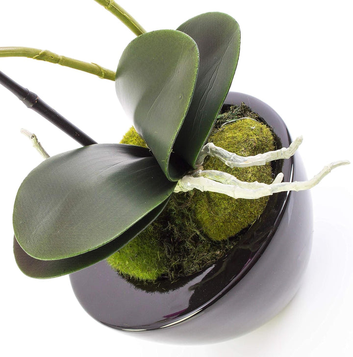 artplants.de Künstliche Orchidee Phalaenopsis Melina in Schale, 2 Zweige, violett, 45cm - Kunstblume