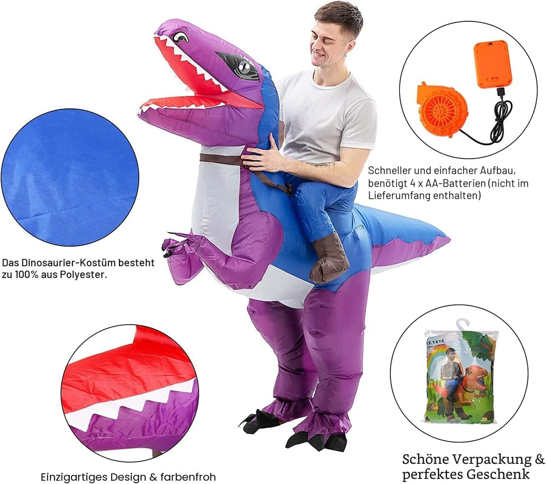 FXICH Aufblasbare Dinosaurier-Kostüme für Erwachsene, aufblasbares T-Rex-Kostüm, aufblasbarer Dinosa
