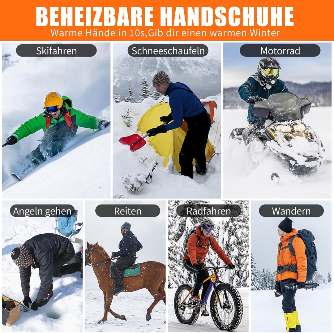 LOTTBUTY Beheizbare Handschuhe 2023 Upgrade,Beheizte Handschuhe Herren Damen mit 7.4V/2×5000mAh Wied