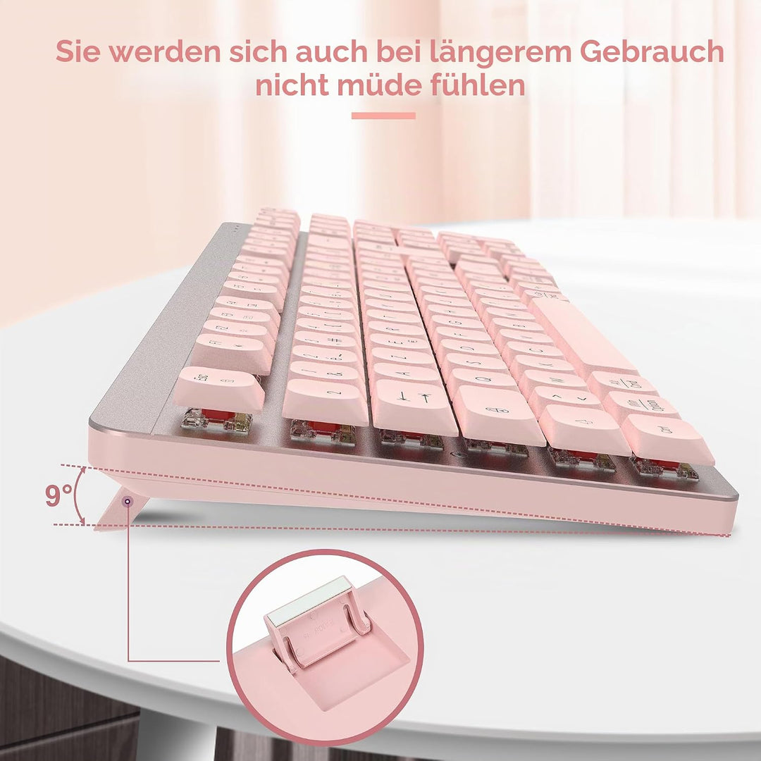 LeadsaiL FA98 Mechanische Tastatur, kabellos, mit Tastatur und Maus mit rotem Schalter, französische