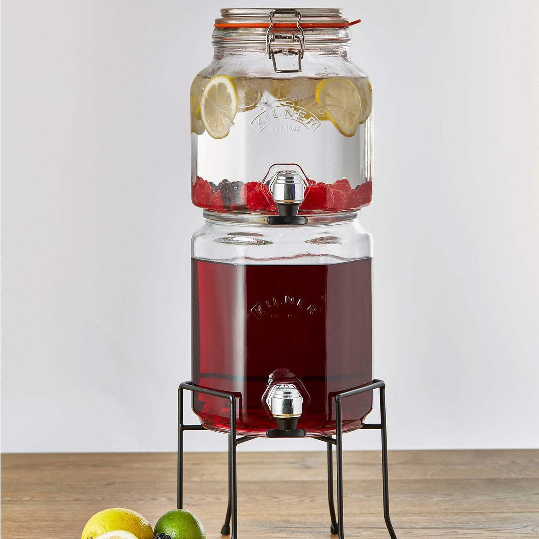 Kilner 25.004 Stapelbarer Getränkespender mit Ständer, 5,2 Liter, Glas, Masse: 22,7 x 19,6 x 40 cm,