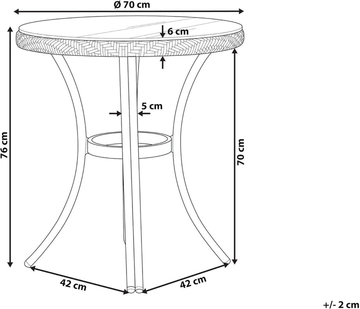 Beliani Stilvoller Gartentisch Rattan schwarz und weiss rund Rifreddo