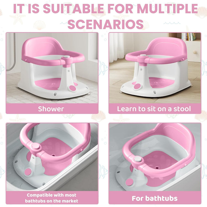 UBRAVOO Baby Badesitz für Babys von 6 bis 24 Monaten, aufrecht sitzender Badesitz, rutschfester Baby