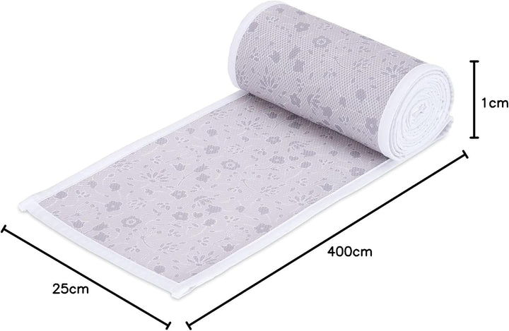 FabiMax Umrandung aus Netzstoff für Laufgitter 100x100 cm, graue Blümchen Graue Blümchen Netz-Umrand