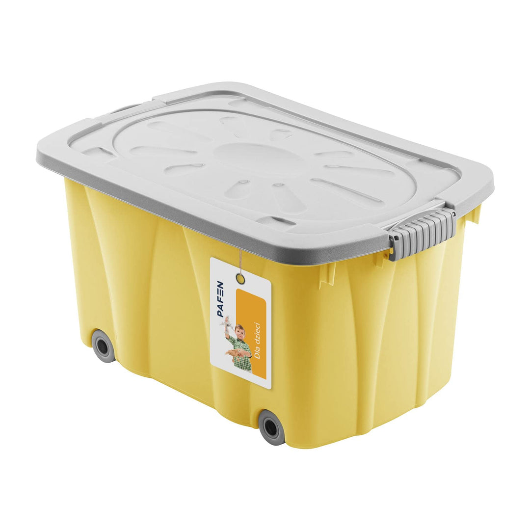 PAFEN Piraten Spielzeugkiste 49l mit Rollen - Schatzkiste 58 x 29,5 x 37,5cm - Spielzeugbehälter Auf