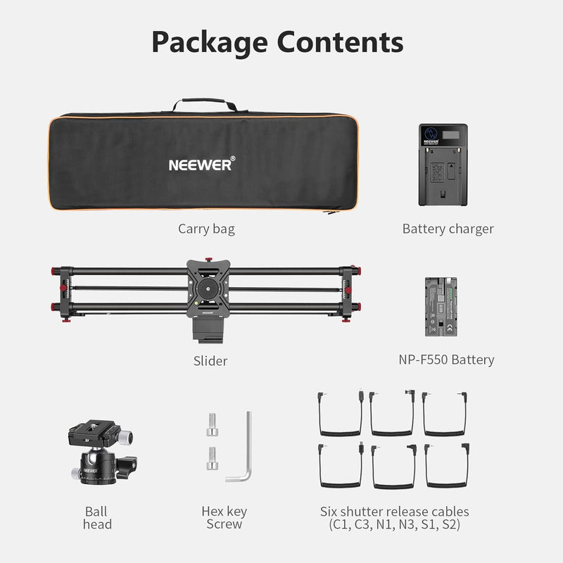 NEEWER 39.4”/100cm motorisierter Kameraslider, App Funksteuerung Kohlefaser Slider, unterstützt Vide