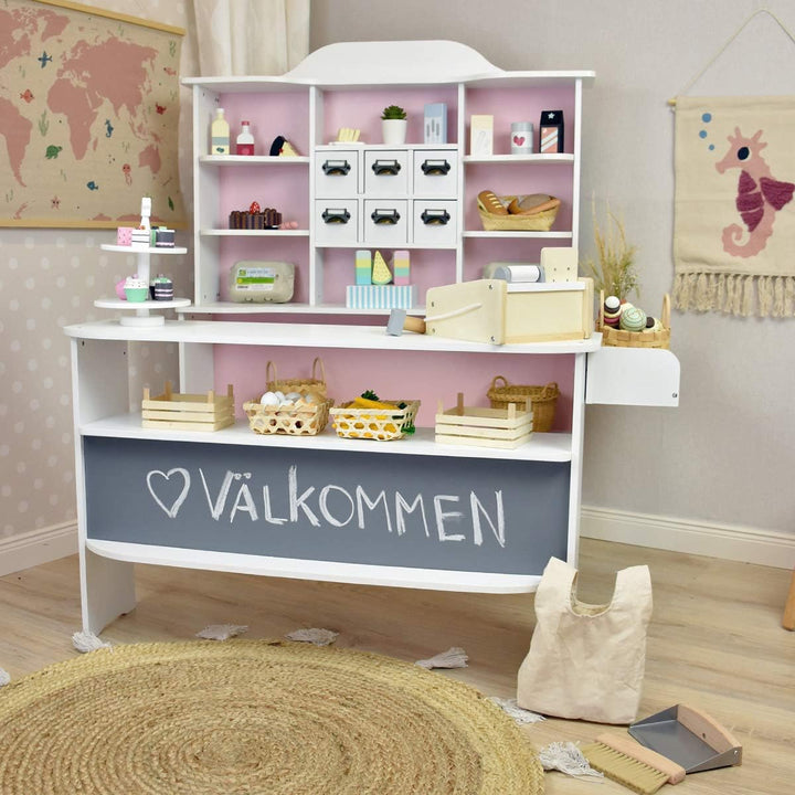 roba Kaufladen Macaron rosa-Weiss - Kaufmannsladen aus Holz