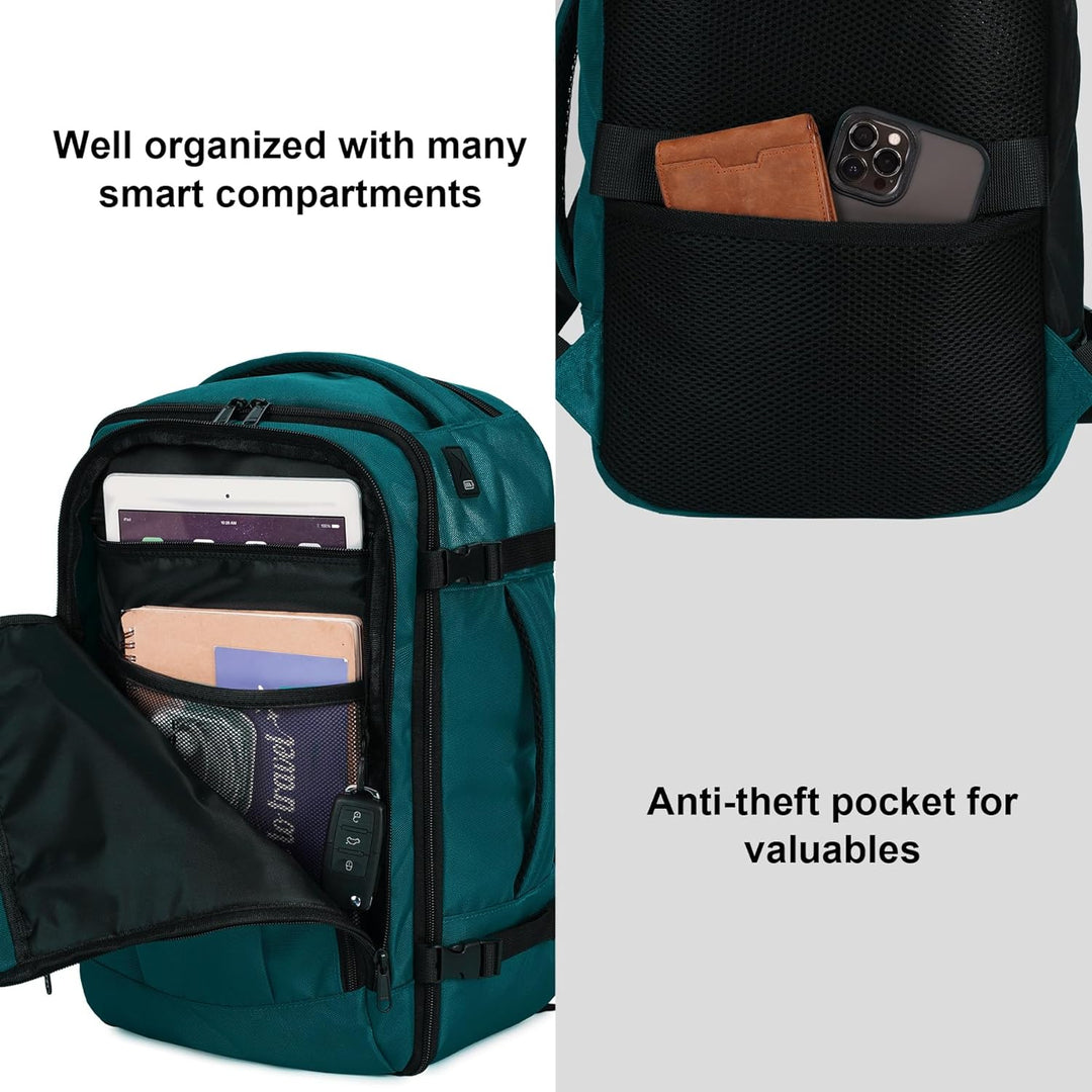 ECOHUB Rucksack 40x20x25 Ryanair Handgepäck 13 Taschen Reiserucksack Flugzeug Carry-ons Wasserdichte