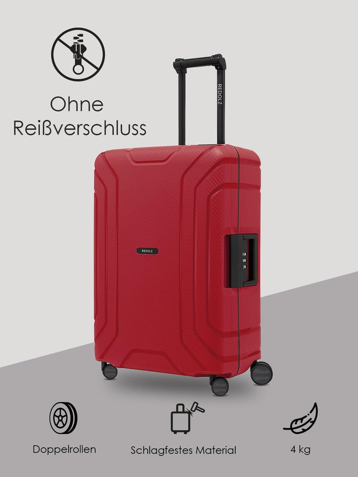 REDOLZ Hartschalen Check-in Koffer ohne Reissverschluss | 3-Punkt-Verschluss-System | Mittelgrosser