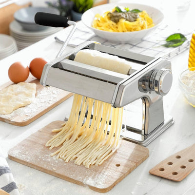 InnovaGoods - Frische Nudeln Maschine, Manuell mit 3 Walzen für Spaghetti, Tagliatelle, Lasagne, Ein
