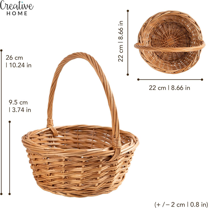 Creative Home Kleiner Weidenkorb mit Henkel | Klein 22 x 22 x 26 cm (+/- 2 cm) | Handgeflochtener, G