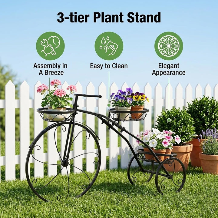 Esenlong Metall Pflanzenständer Fahrrad Retro,Blumenständer mit 3 Körben