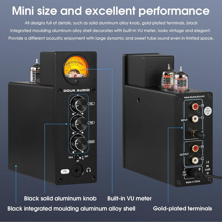 Douk Audio P6 HiFi Bluetooth Röhrenvorverstärker Stereo Audio Verstärker Kopfhörer Verstärker Tube P