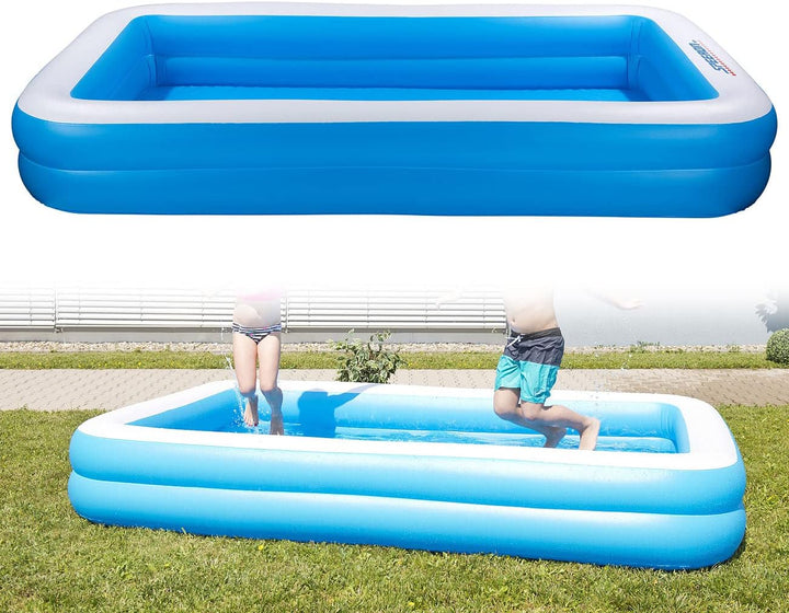 Speeron Swimmingpool: Aufblasbares Jumbo-Planschbecken, 305 x 183 x 51 cm, blau-weiss (Pools, Kinder