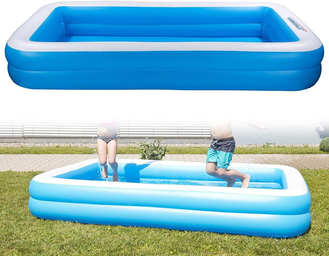Speeron Swimmingpool: Aufblasbares Jumbo-Planschbecken, 305 x 183 x 51 cm, blau-weiss (Pools, Kinder