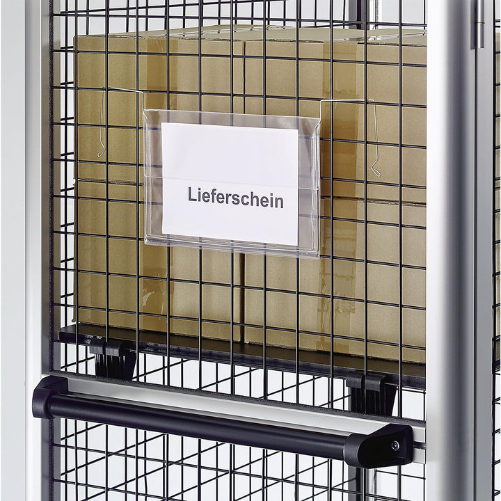 Krog Drahtbügeltasche A4 quer mit Klappe, 50 Stück Klar