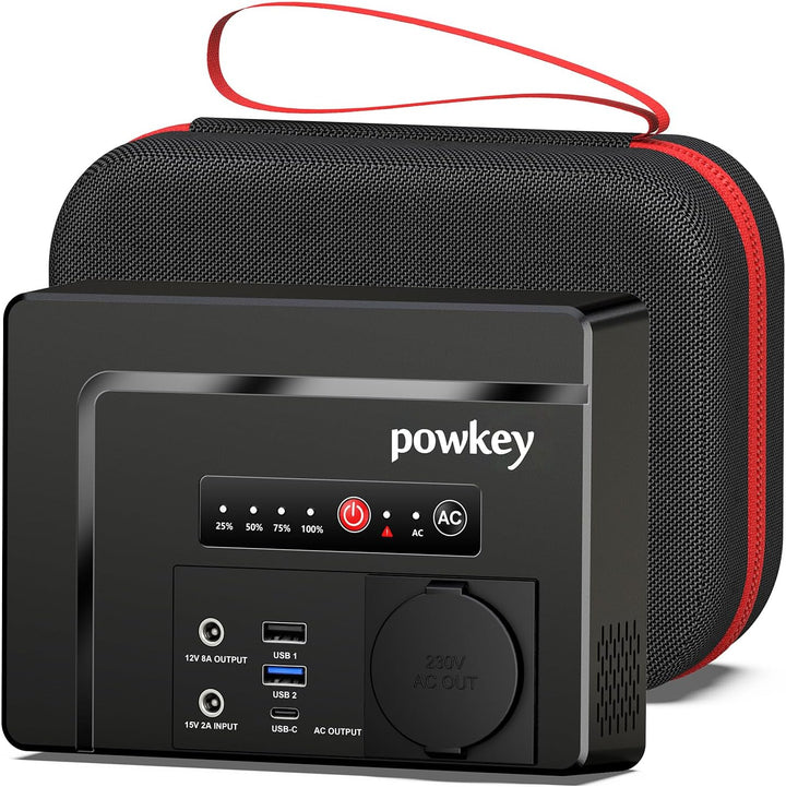 Powkey Tragbare Powerstation 26400mAh/97.68Wh mit Faltbares Solarpanel 40Watt,100W Solargenerator mi
