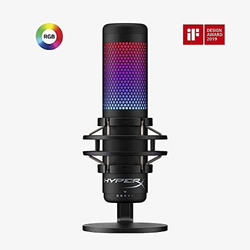 HyperX QuadCast S, RGB USB-Kondensatormikrofon für PC, PS5, Mac, Stossgeschützte Halterung, 4 Richtc