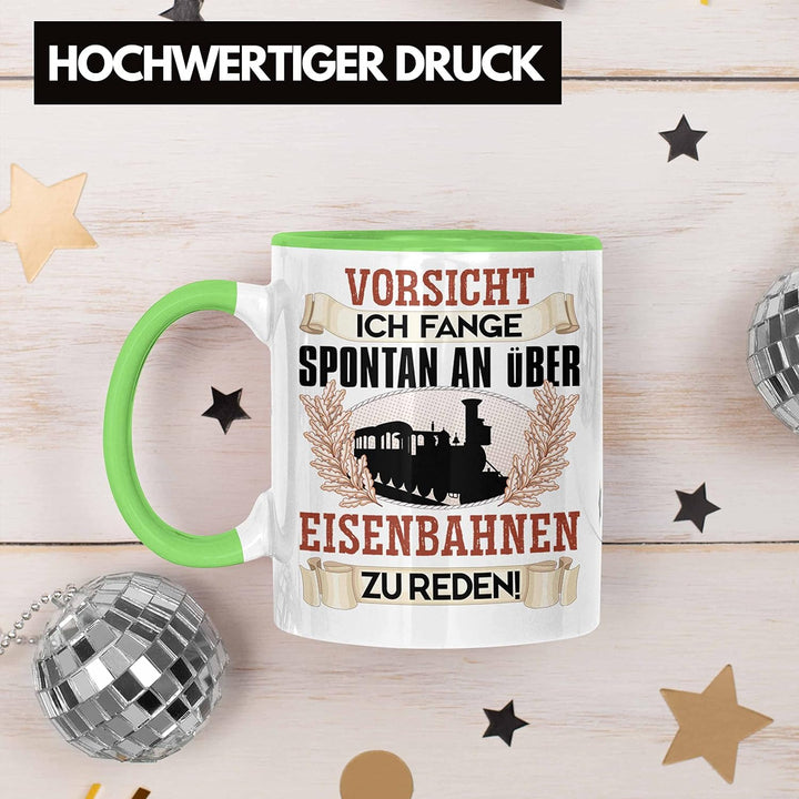 Trendation - Eisenbahner Tasse Geschenk für Modelleisenbahn-Fans Geschenkidee Ich Fange Spotan An Üb