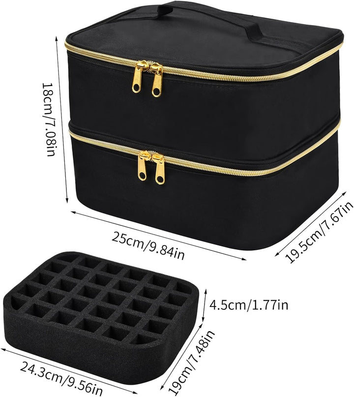 volumoon Nagellack Aufbewahrung Tasche Gross,Tragbare Tragetasche für UV Lampe, Doppelschicht Nagell