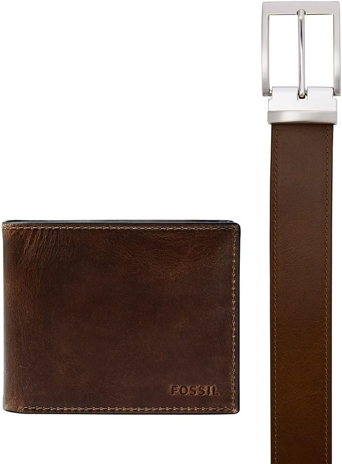 Fossil mens Derrick Travel Accessory Bi Fold Wallet, Dunkelbraun, 11.43 cm L x 1.6 W 9.22 H EU, Dunk