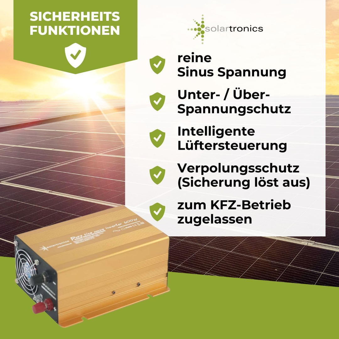 Wechselrichter - Spannungswandler 12V 300 bis 3000 Watt reiner SINUS mit echtem Power USB 2.1A Gold