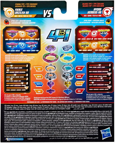 Beyblade Burst QuadStrike Fierce Bazilisk B8 und Hydra Kerbeus K8 Kreisel Doppelpack, Battle Kreisel