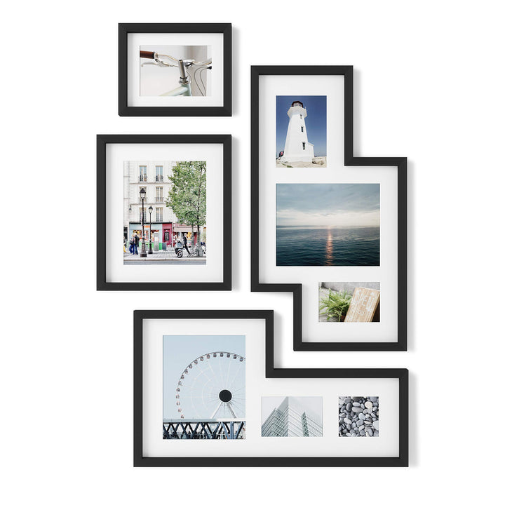 Umbra Mingle Galerie Bilderrahmen-Set und Fotocollage, 4-teilig, für 10x10cm, 13x18cm, 20x25cm Bilde