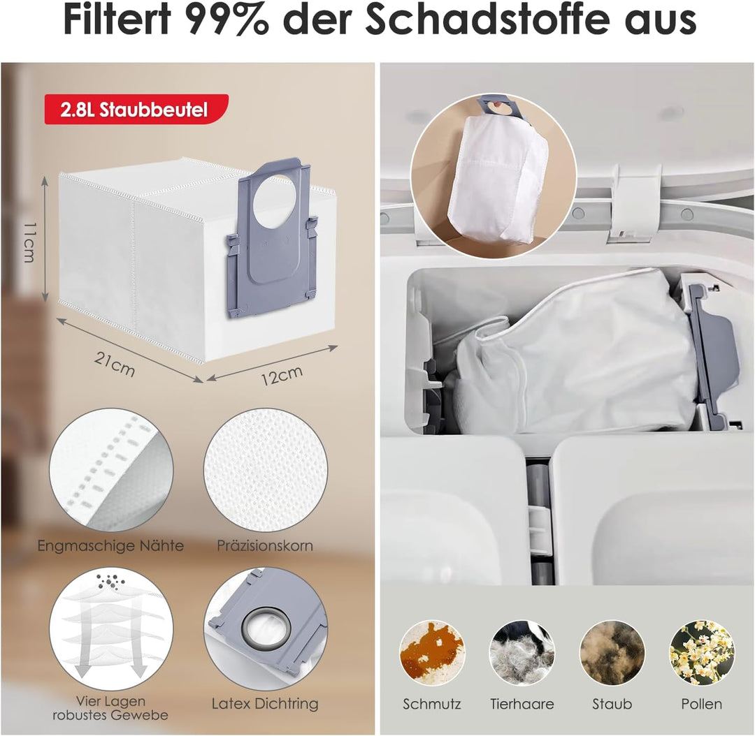 Zubehörset für Roborock Qrevo Curve/Qrevo Edge, oGoDeal 1*Main Rollbürste 4*Staubbeutel 4*Seitenbürs